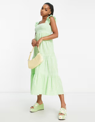 Nobody's Child – Maya – Ärmelloses Midikleid mit Vichykaro in Grün | ASOS (Global)