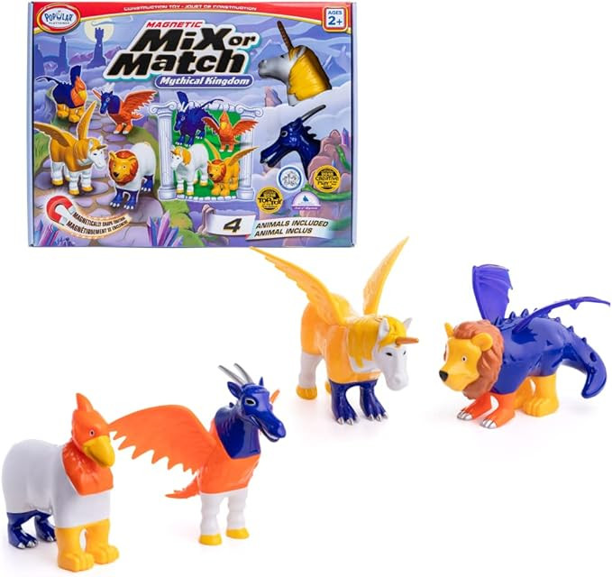 POPULAR PLAYTHINGS Magnetic Animals for Toddlers 1-3, Mix or Match Mythical Toys, Set of 4 Gift f... | Amazon (US)