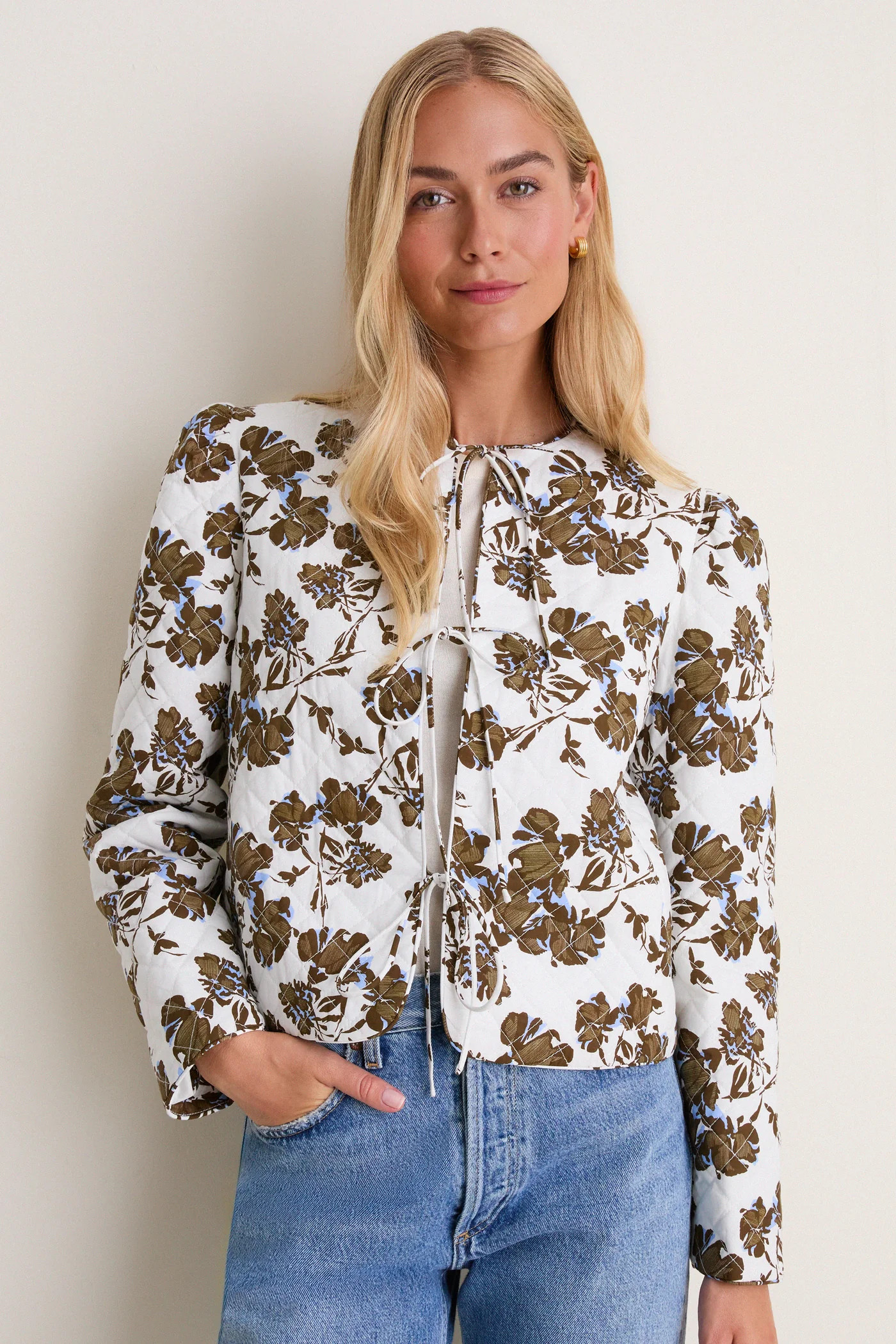 Brown & Blue Floral Skye Quilted Jacket | Tuckernuck (US)