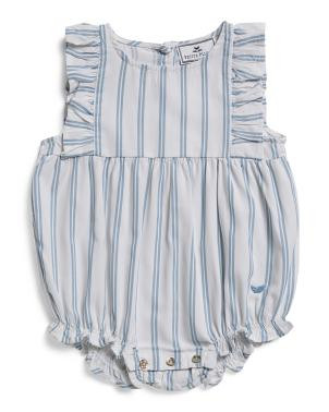 Infant Girls Striped Ruffled Romper | TJ Maxx