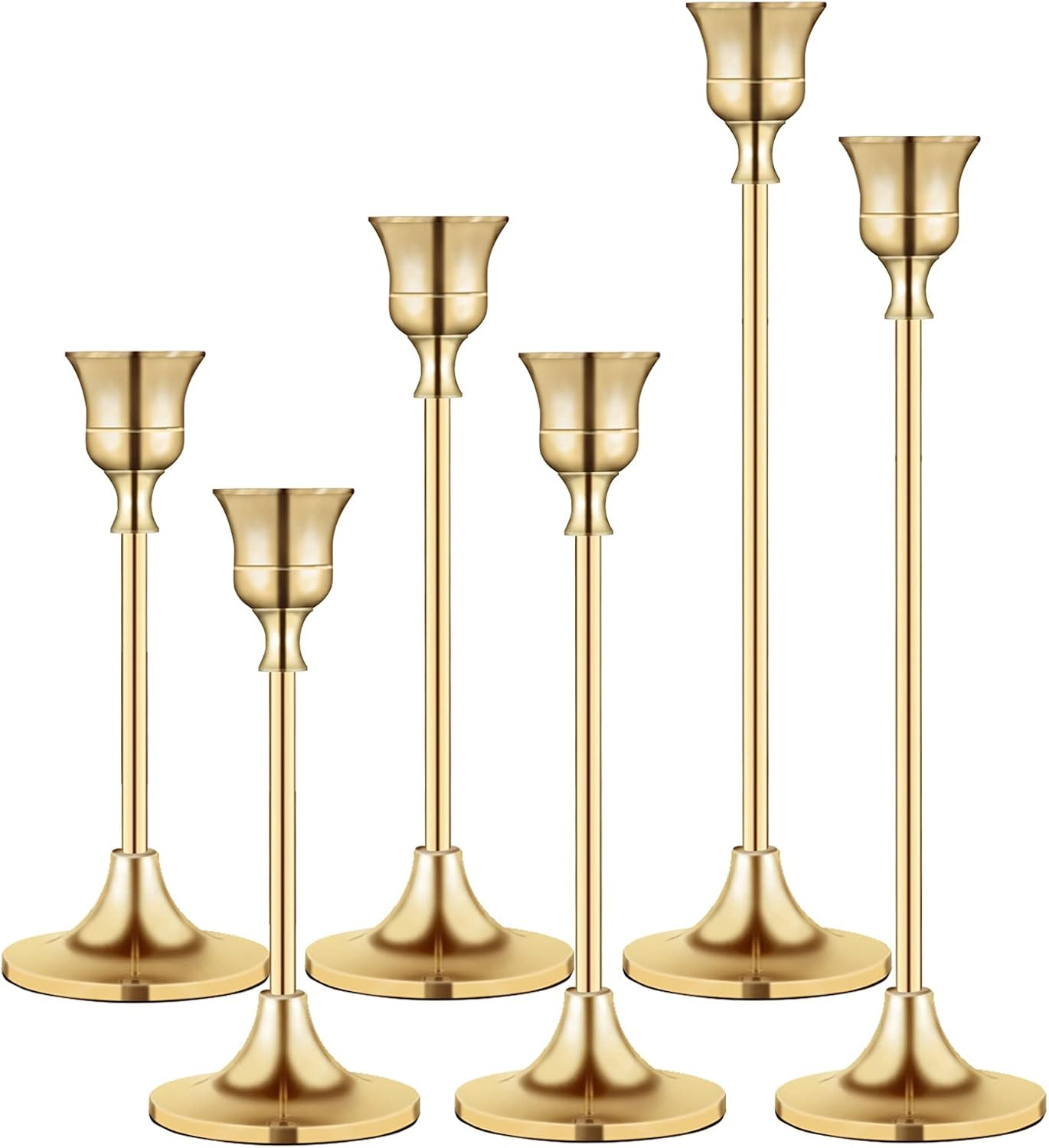 Candlestick Holders Taper Candle Holders, Brass Gold Candlestick Holder Set Candle Stick Holders ... | Amazon (US)