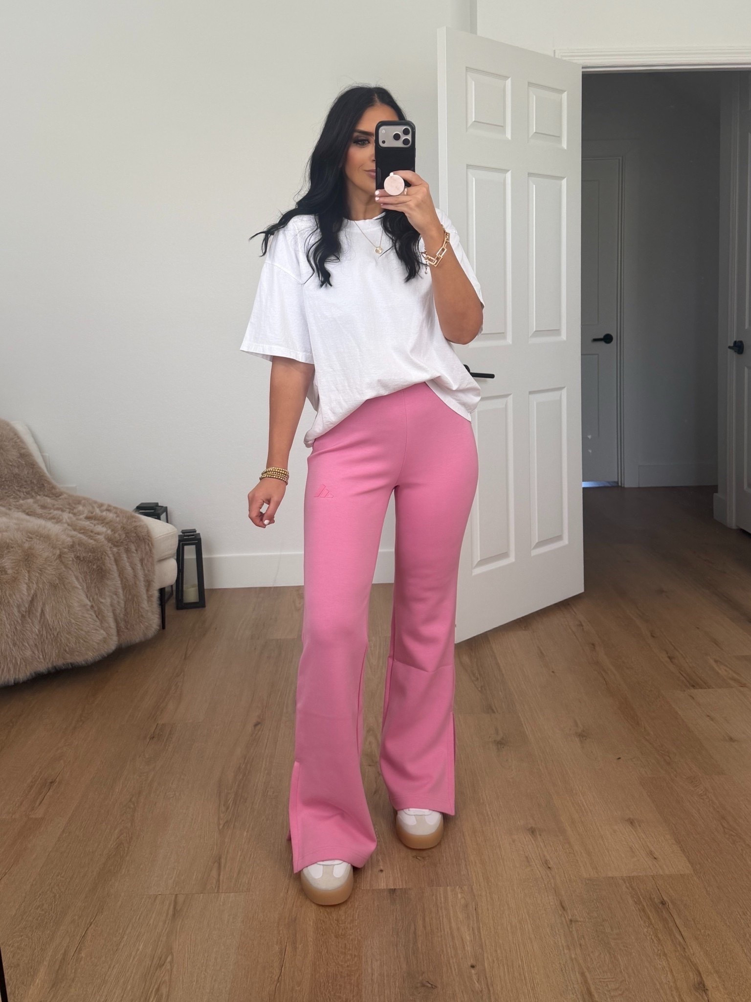 Adidas soft lux flared pants wearing small. 