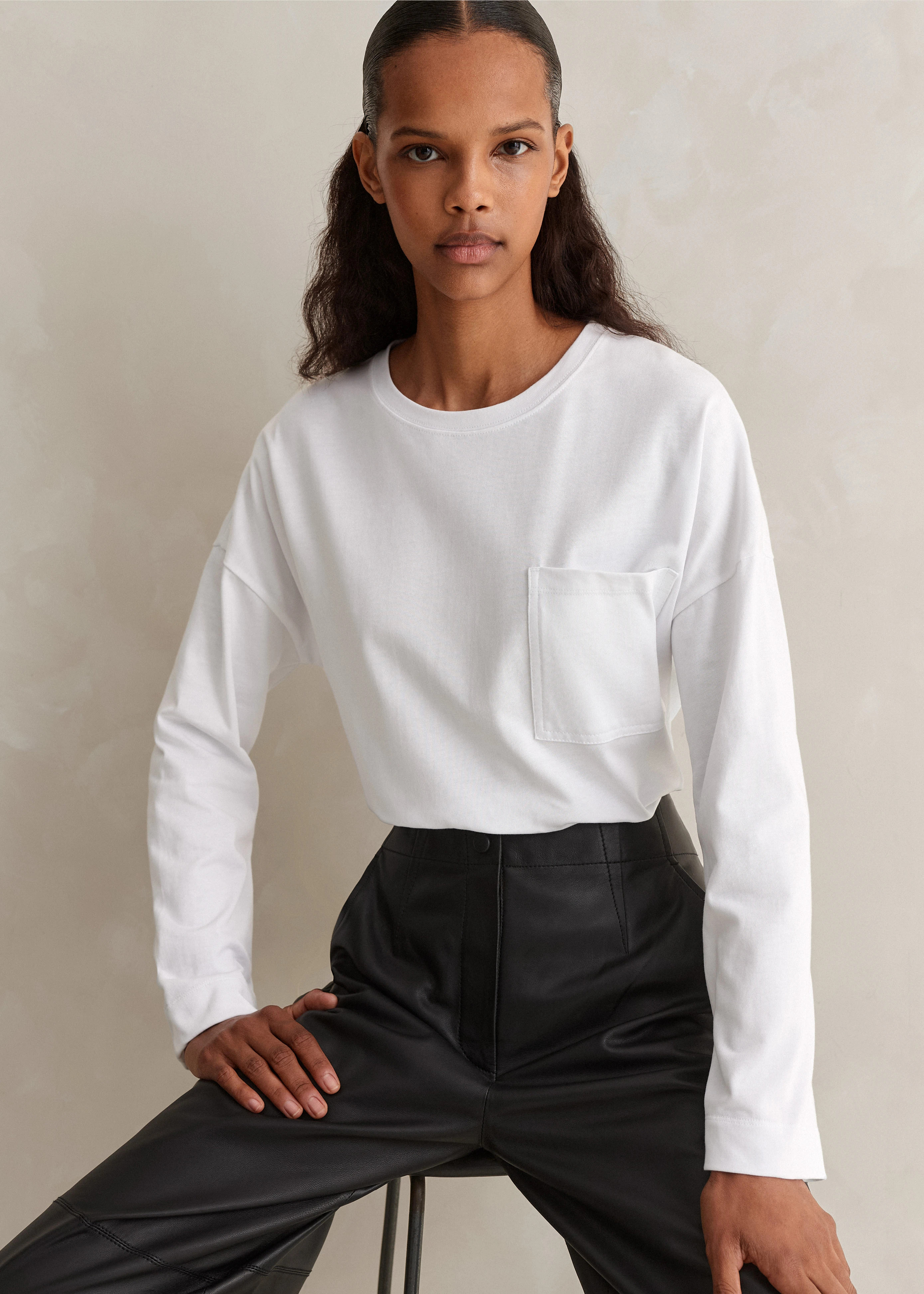 Pocket Detail Boxy Long Sleeve Top | ME+EM Global (Excluding US)
