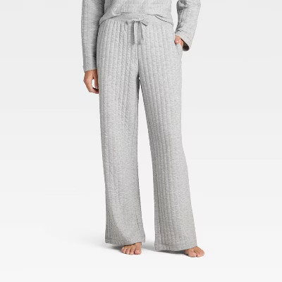 Women's Quilted Wide Leg Lounge Pants - Auden™ Gray XS | Target