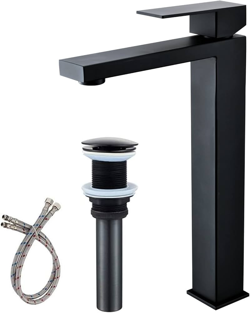 Friho Single Handle Matte Black Tall Bathroom Vessel Sink Faucet, Modern Bathroom Vanity Faucets ... | Amazon (US)