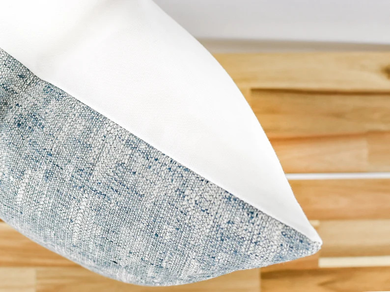 Blue Woven Pillow Cover, Blue Geometric Pillow Cover, Ikat Pillow Cover, Blue Textured Pillow Cov... | Etsy (US)