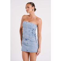 Scheana Denim Corset - Mid Blue | MESHKI US