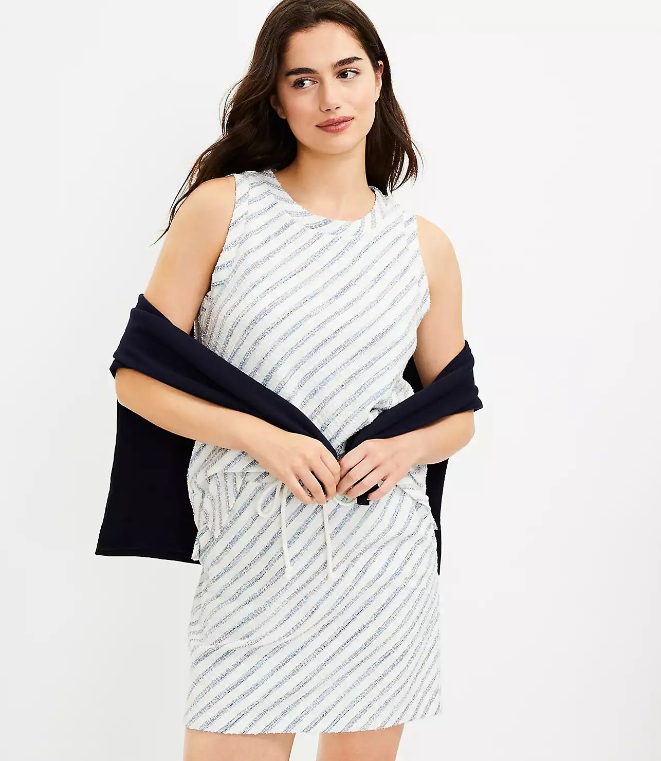 Lou & Grey Striped Boucle Drawstring Pocket Skirt | LOFT