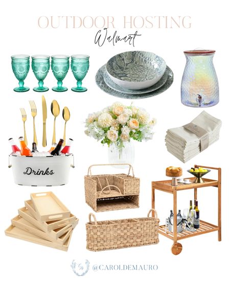 These elegant glasses, wooden trays, woven baskets, table napkins, and more are perfect for your next outdoor hosting party!
#patiofinds #hostesslife #partyessential #walmartfinds

#LTKhome #LTKstyletip #LTKparties