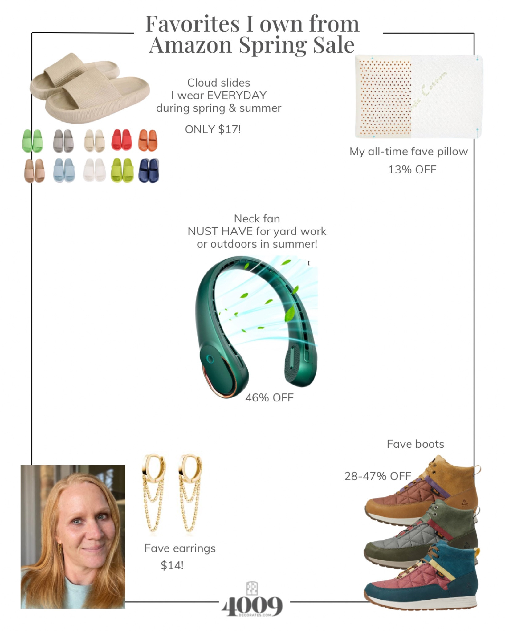 Amazon faves (that I own) 

Neck fan, earrings, pillow, cloud slippers, boots

#LTKfindsunder50 #LTKstyletip #LTKsalealert