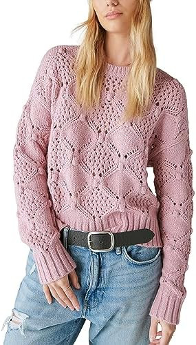 Lucky Brand Womens Lucky Brand Women's Open Stitch Pullover Sweater | Amazon (US)