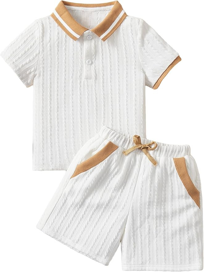 Verdusa Boy's 2 Piece Outfits Colorblock Short Sleeve Shirt and Shorts with Pockets Summer Vacati... | Amazon (US)