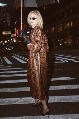 Snake Print Faux-Ever Leather™ Trench Coat | Avec Les Filles