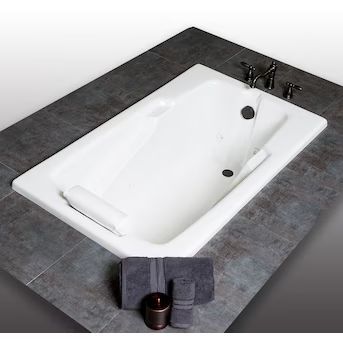 Laurel Mountain Mercer ll 35.75-in x 59.75-in White Acrylic Drop-In Whirlpool Tub (Reversible Dra... | Lowe's