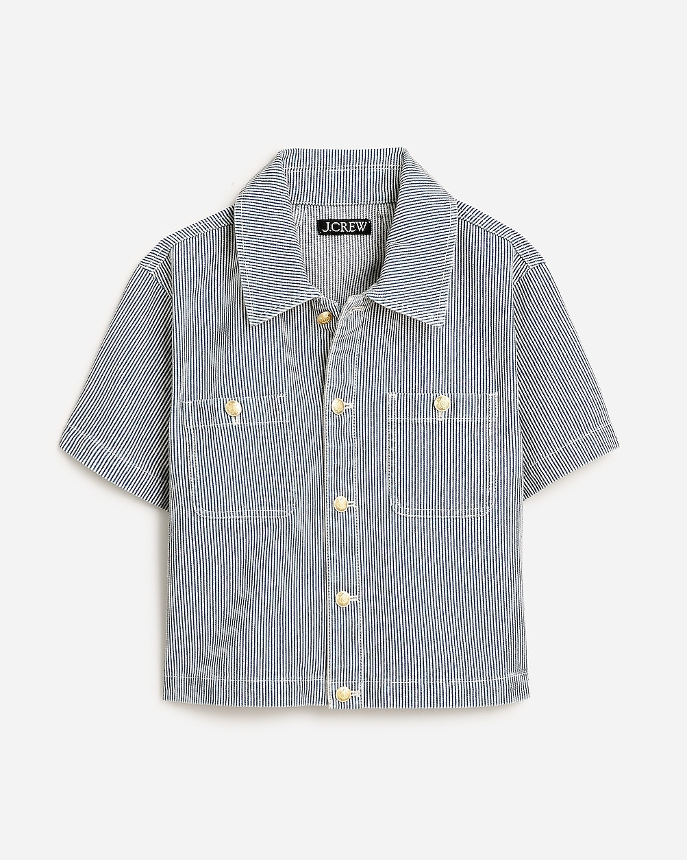 Denim button-up top in stripe | J. Crew US