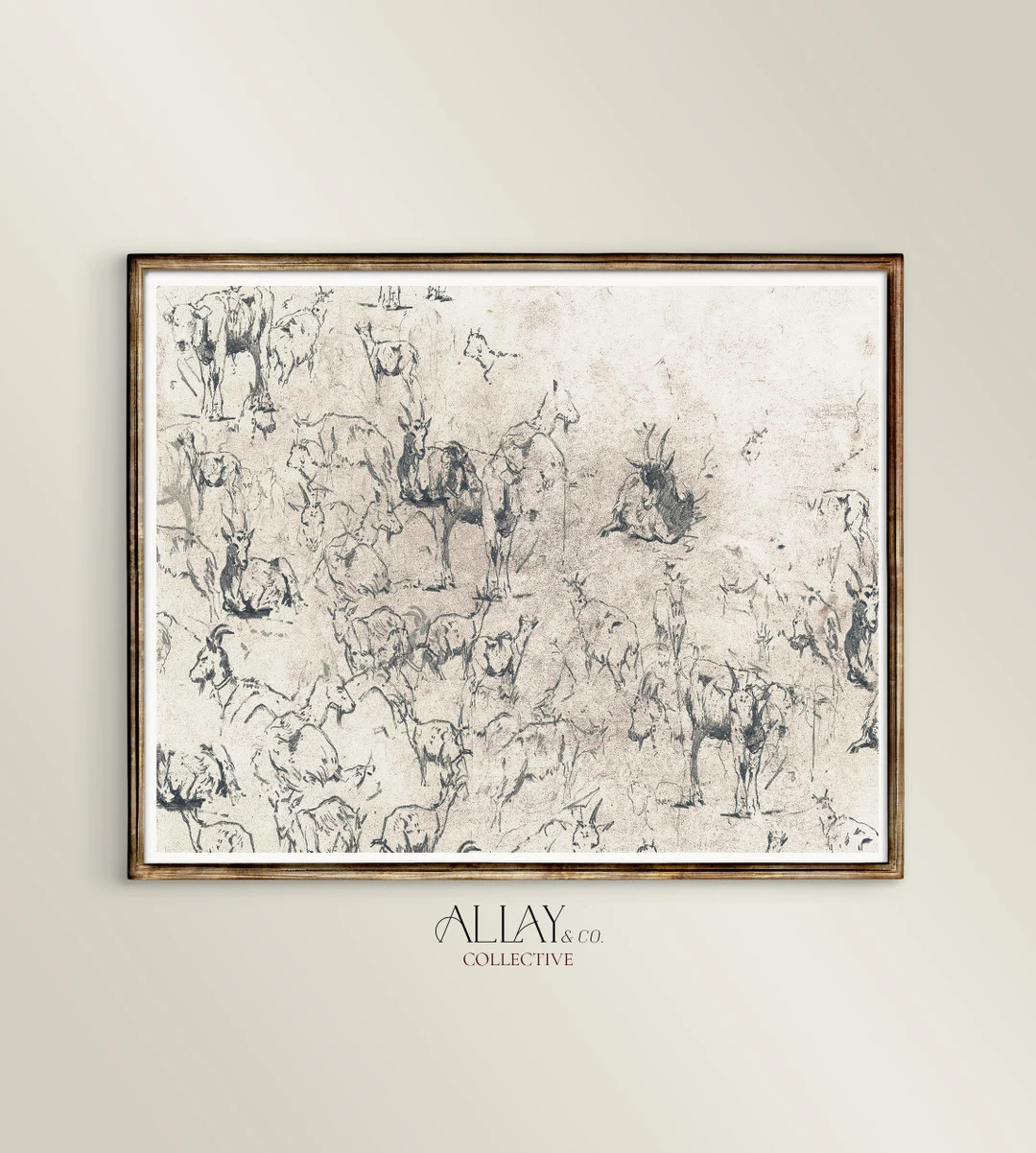 Abstract Animal Print  Cattle Sketch Print  Vintage - Etsy | Etsy (US)