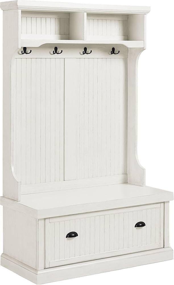 Crosley Furniture Seaside Hall Tree with Shoe Rack Bench and Coat Hooks for Hanging Storage, Dist... | Amazon (US)