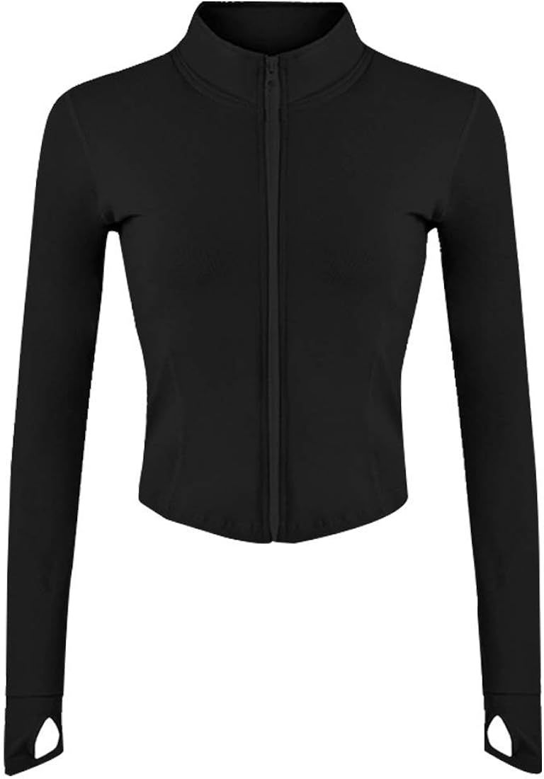 Lviefent Womens Lightweight Full Zip Running Track Jacket Workout Slim Fit Yoga Sportwear with Thumb | Amazon (US)