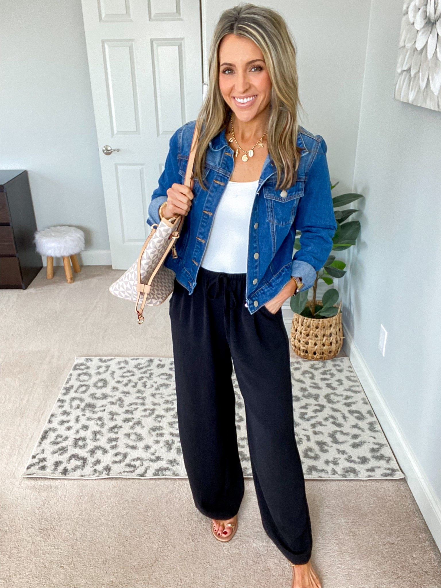 Cute and comfy summer pants! Pull on style with a functional drawstring! Two side pockets, cozy gauzy material. Wearing black & khaki, the light color is not see through!🙌 wearing size small, I’m 5 5. Color dark blue, xs in denim jacket.

#LTKmomlife #LTKSaleAlert #LTKootd