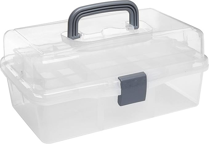 MyGift® Clear Plastic 2-Tier Trays Craft Supply Storage Box/First Aid Carrying Case w/Top Handle... | Amazon (US)