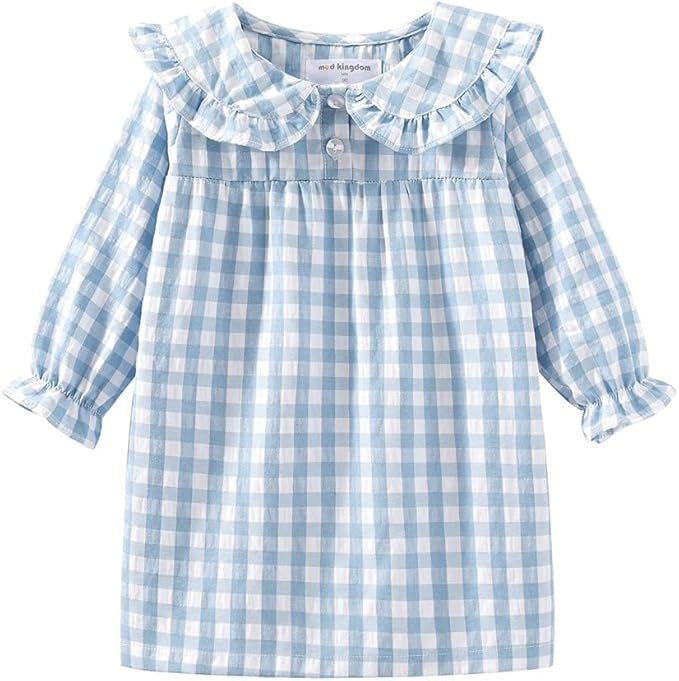 Mud Kingdom Big Girls Ruffle Collar Nightgowns Plaid Long Sleeve | Amazon (US)