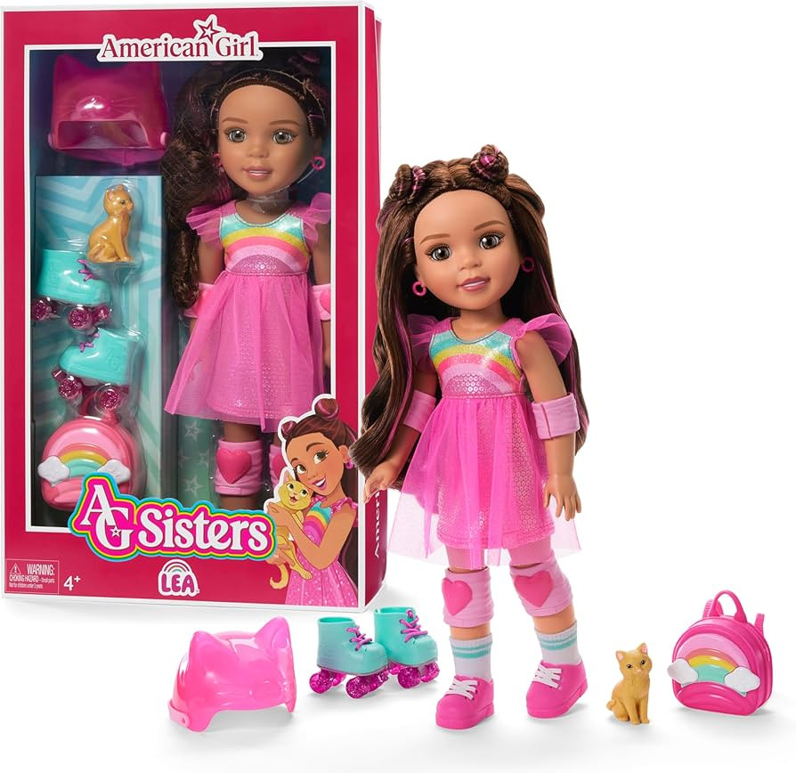 American Girl, AG Sisters Lea Doll, with Hazel Eyes, Long Wavy Brown Hair with Hot-Pink Highlight... | Amazon (US)