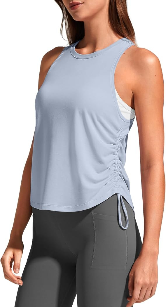G4Free Lyocell Racerback Tank Tops for Women Ruch Side Yoga Workout Casual | Amazon (US)