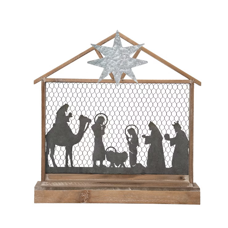 Transpac Metal 21.5 in. Multicolored Christmas Nativity Scene | Target