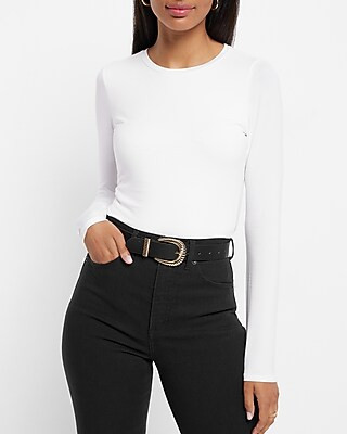 Fitted Crew Neck Long Sleeve Tee | Express