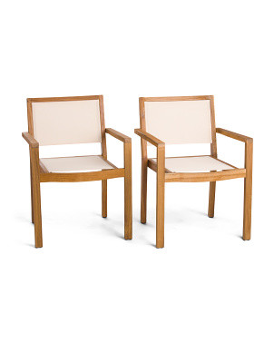 Set Of 2 Outdoor Acacia Wood Stacking Dining Chairs | Marshalls