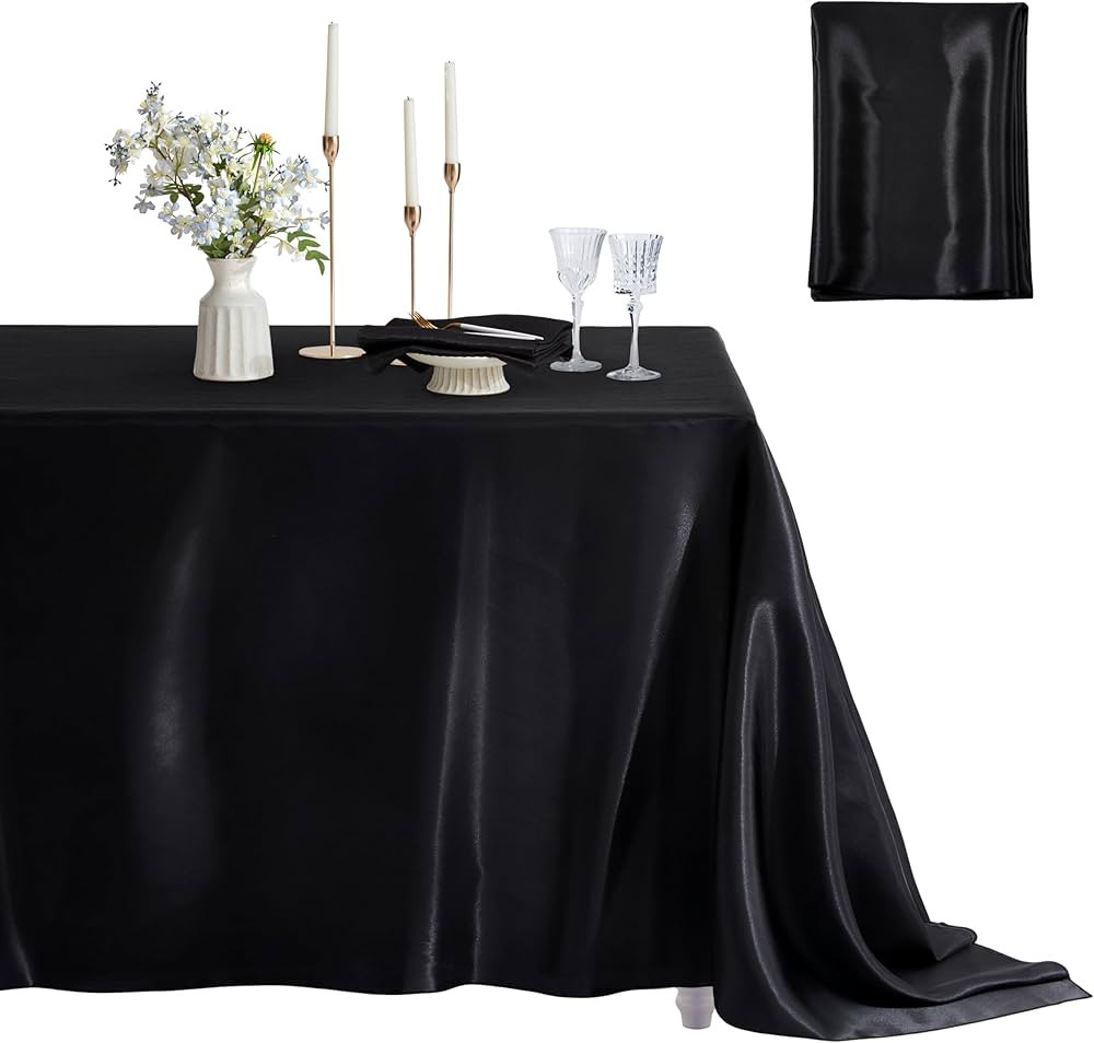 1 Pack Rectangle Tablecloth Stain Resistant Wrinkle Free Silkly Soft Table Cloth, Satin Dining Ta... | Amazon (US)