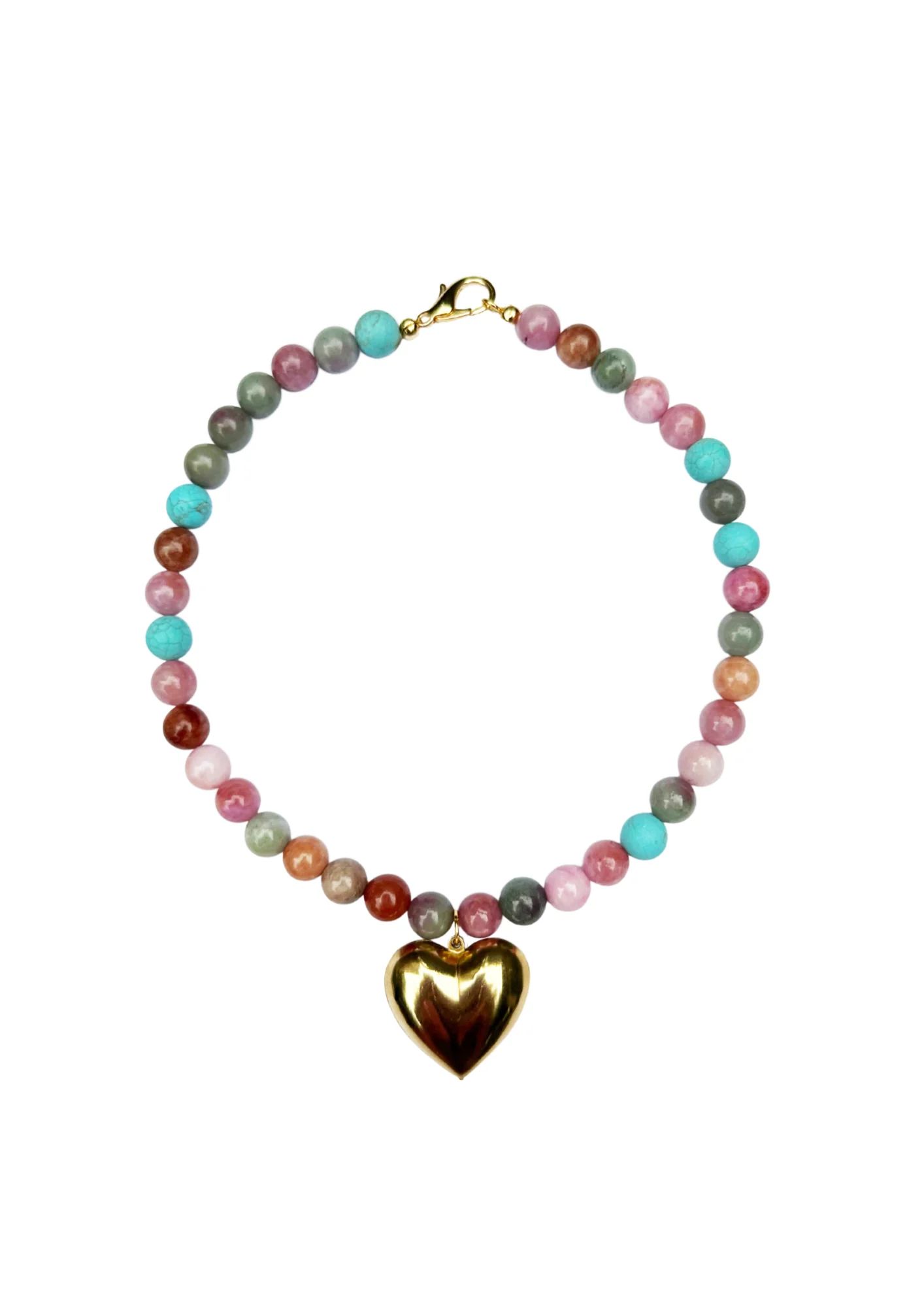 Limited Edition: Multicolored Bead and Heart Pendant Necklace | Nicola Bathie Jewelry