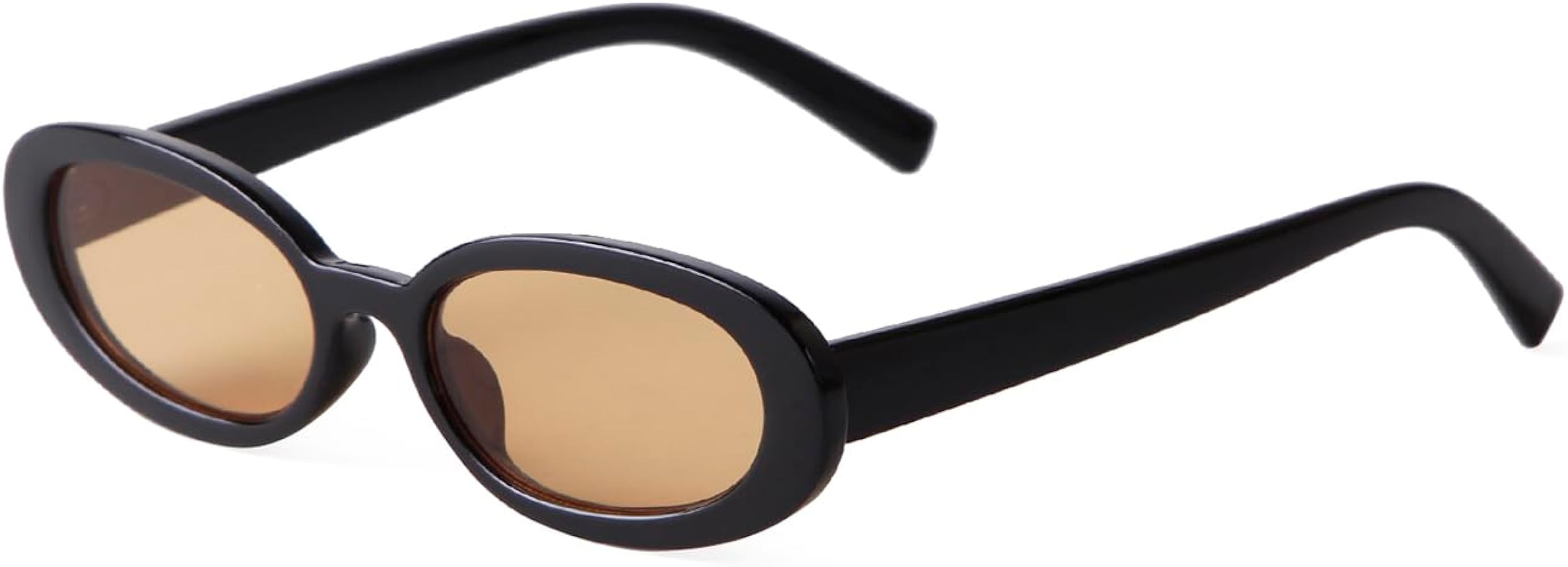 ADE WU Retro Oval Sunglasses 90s Vintage Narrow Small Tiny Oval Sun Glasses Black Tortoiseshell F... | Amazon (US)