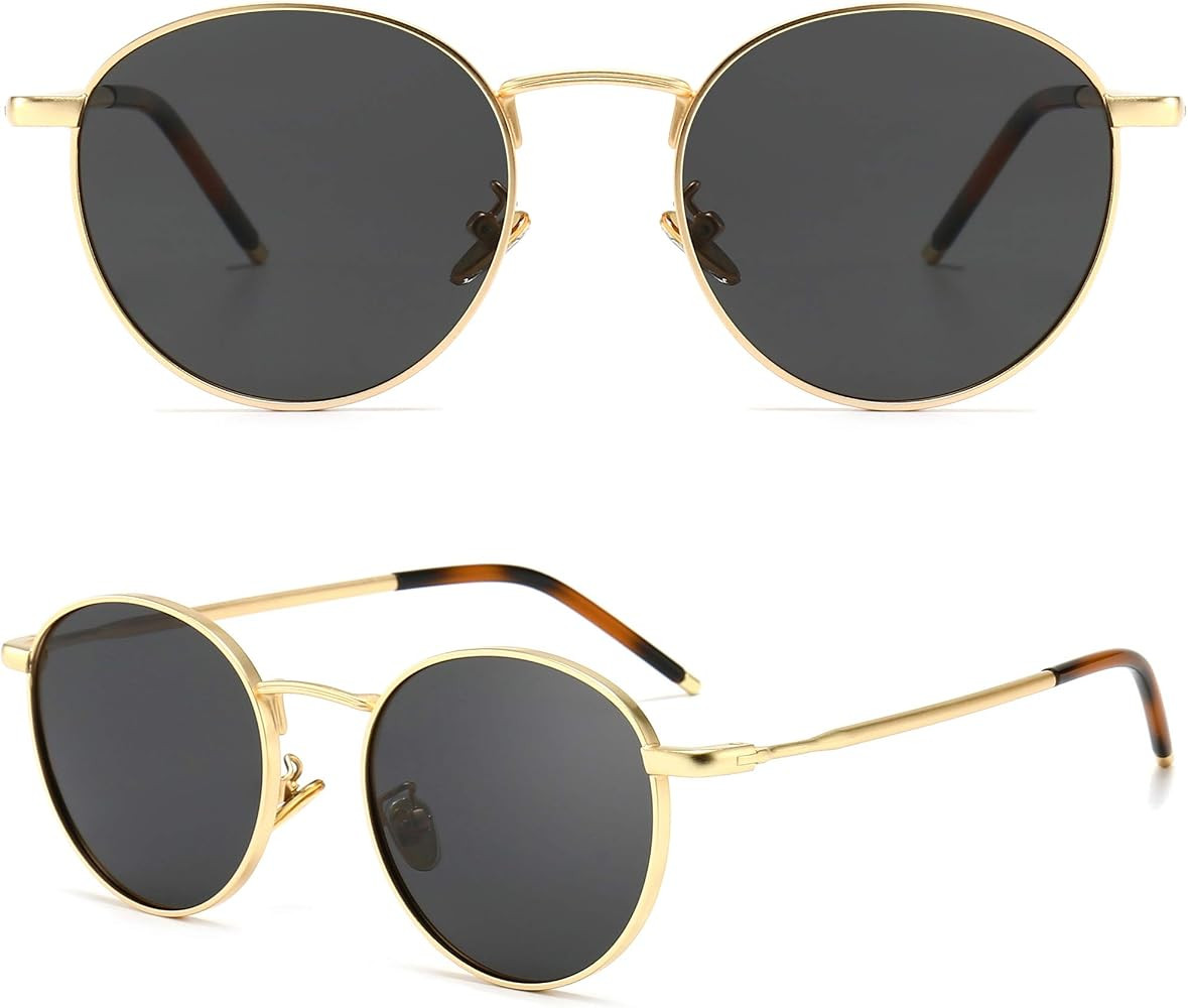 SUNGAIT Metal Round Sunglasses for Men and Women Classic Vintage Polarized Sun Glasses SGT059 | Amazon (US)