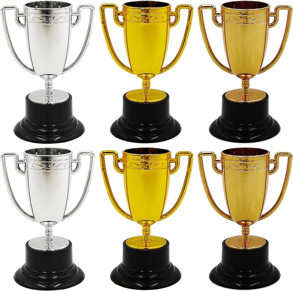 6 Pack Mini Trophies for Award for Kids - Plastic Gold Silver Bronze Award Trophies Set for Kids ... | Amazon (US)