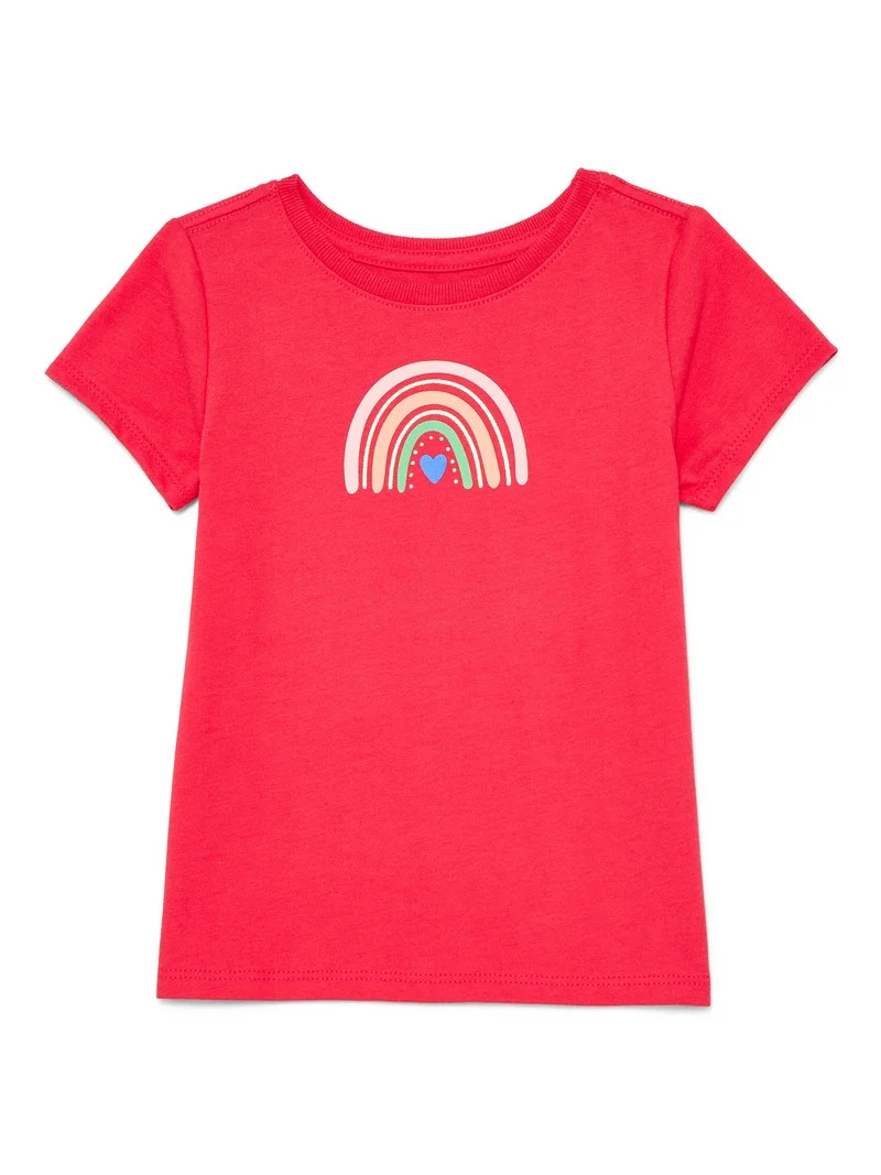 Wonder Nation Toddler Girls Tee with Short Sleeves, Sizes 18M-5T | Walmart (US)