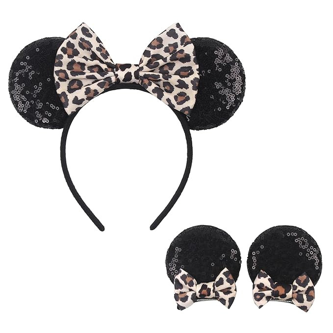 Leopard Mouse Ears Headband Classic Mouse Ears Clips & Mouse Ears Scrunchies for Women,Princess H... | Amazon (US)