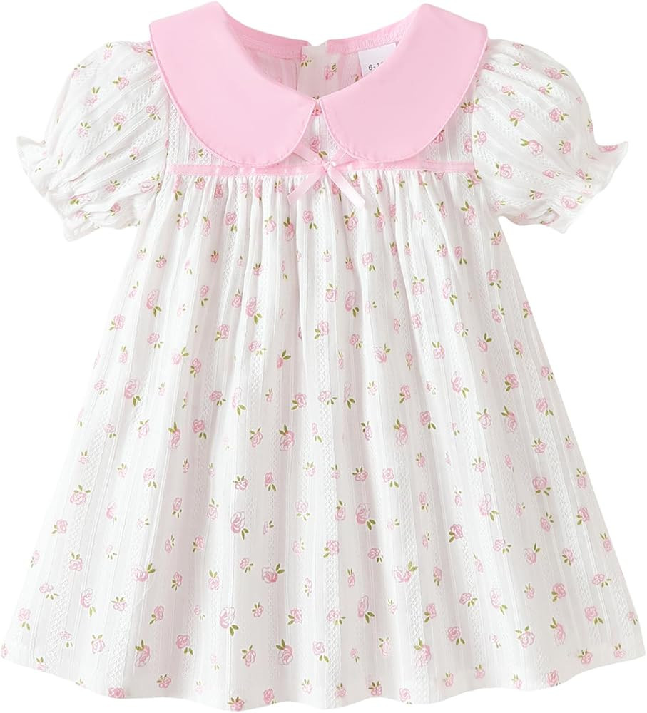 Kucnuzki Baby Girl Clothes Cute Spring Summer Sun Dresses Toddler Casual Puff Sleeve Floral Dress... | Amazon (US)