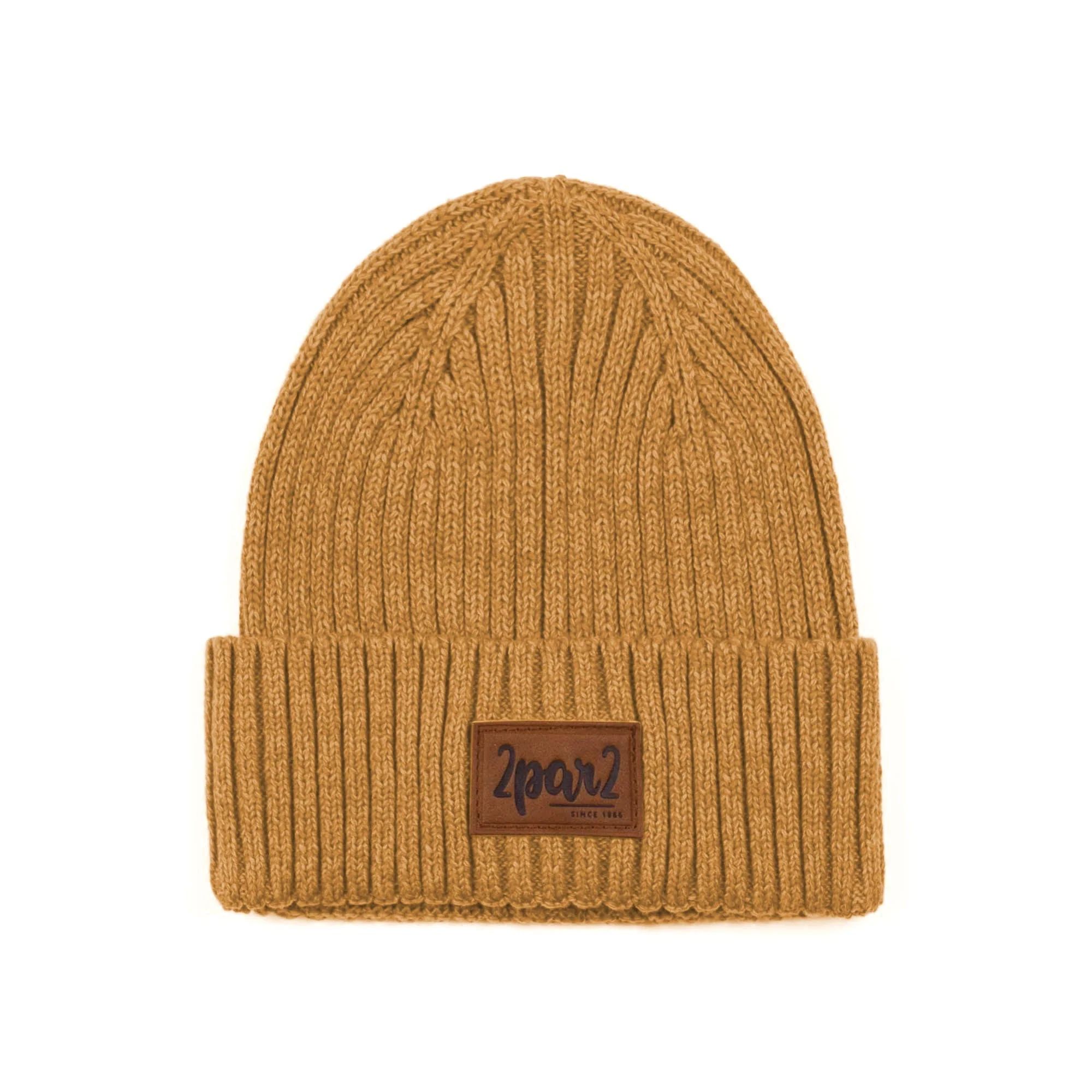 Knit Hat Brown-Yellow | Deux par Deux Childrens Designer Clothing