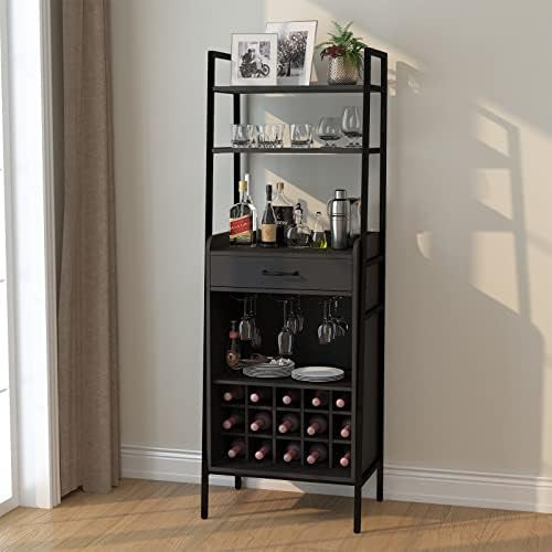 GDLF Bar Liquor Cabinet with Wine Rack Home Coffee Mini Bar, 64.5" Tall (Black) | Amazon (US)