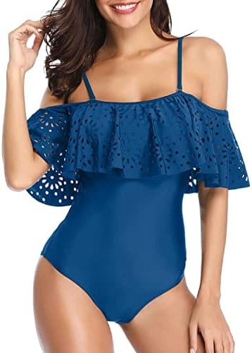 Tempt Me Women One Piece Off Shoulder Lace Swimsuits Ruffle Flounce Hollow Bathing Suits | Amazon (US)