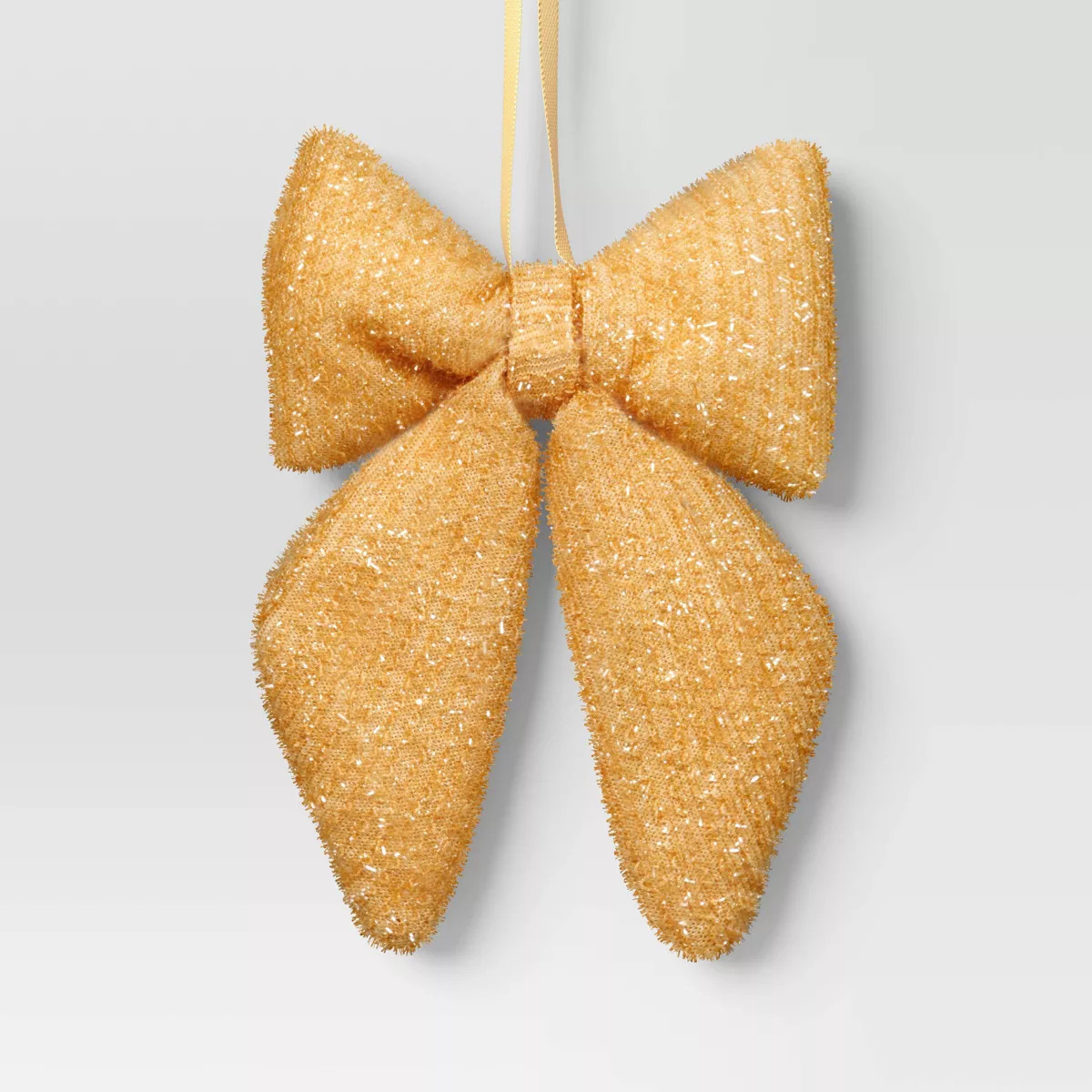 6.5" Christmas Tinsel Bow Ornament Gold - Wondershop™ | Target