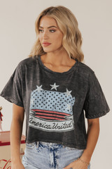 Vintage Canvas  "America United" Charcoal Cotton Tee | Magnolia Boutique