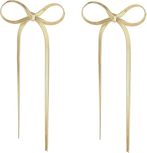 Bow Earrings for Women Pearl Bow Hoop Earrings Gold Silver Drop Dangle Earrings Trendy Bow Pearl ... | Amazon (US)