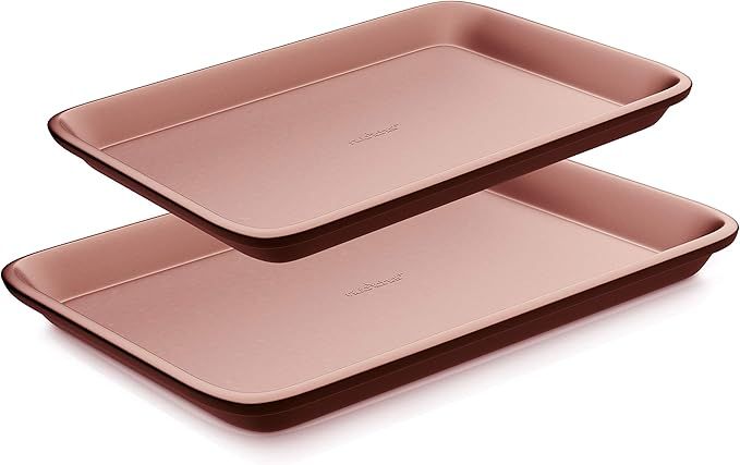 Nonstick Cookie Sheet Baking Pan - 2pc Large & Medium Metal Oven Baking Tray, Professional Qualit... | Amazon (US)