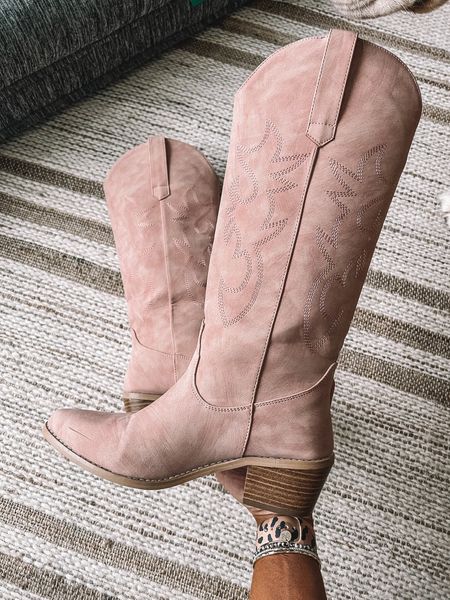 Affordable & COMFY boots! Love this light pink color! I do my true size! They also come in black!

#LTKunder100 #LTKshoecrush #LTKFestival