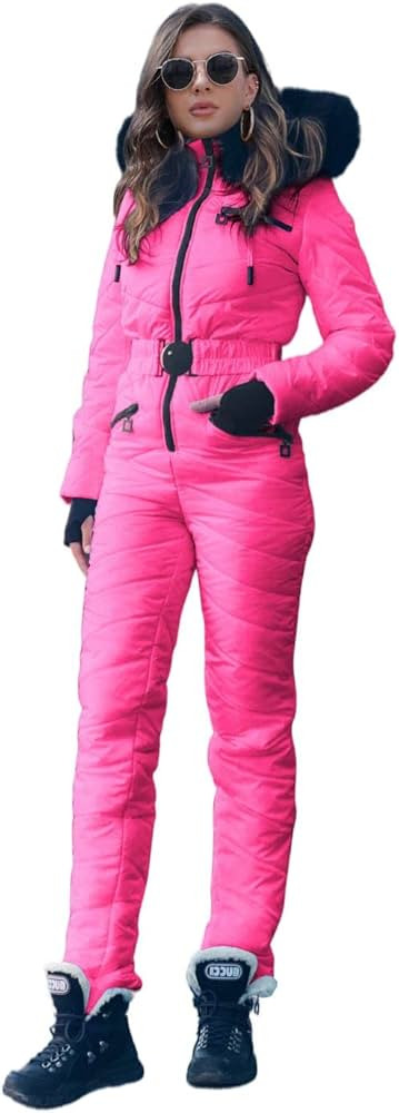 Yousify Womens Onesies Ski Suit Winter Outdoor Sports Waterproof Snowsuit Jumpsuits Jacket | Amazon (US)