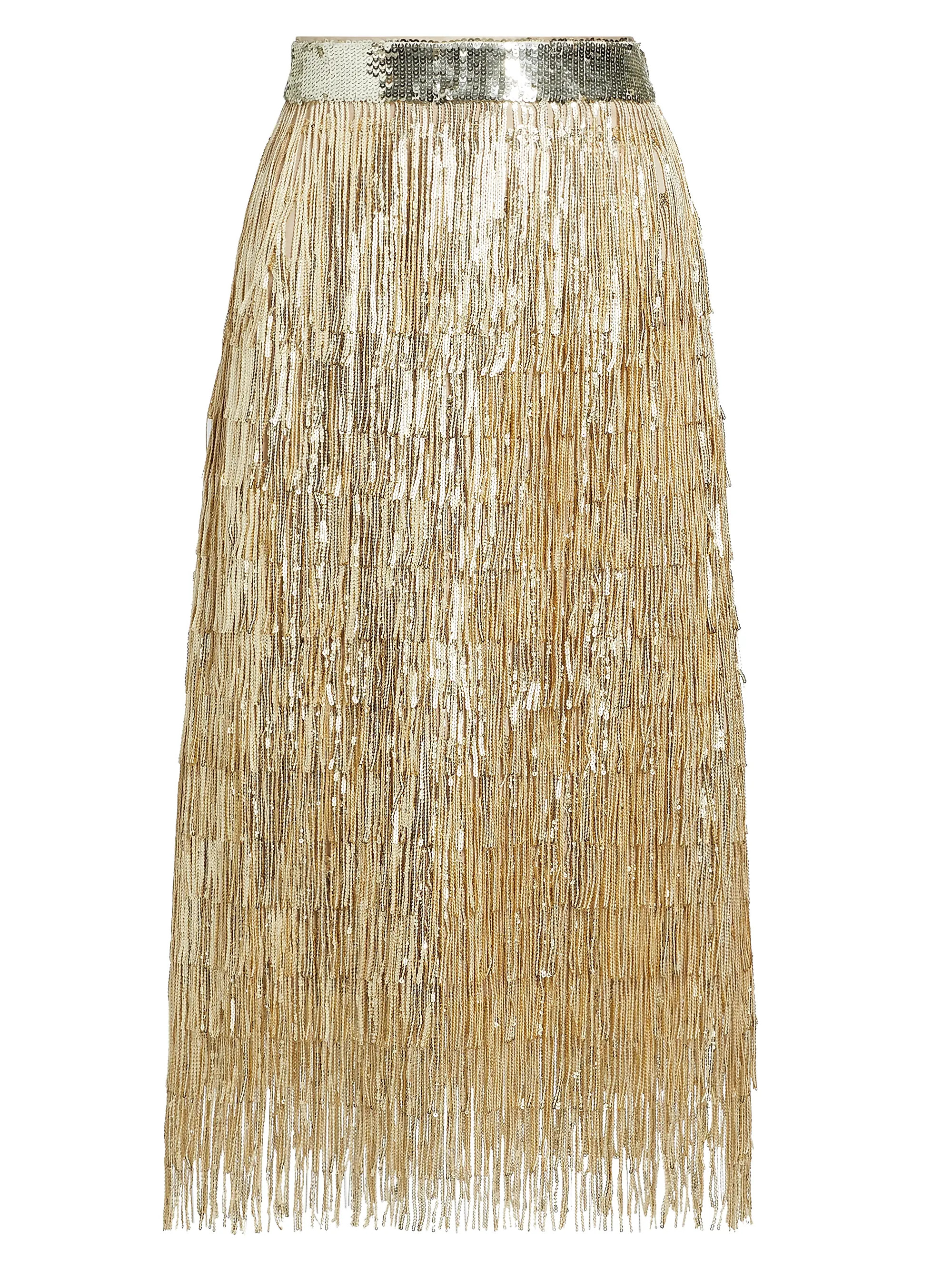 Elie TahariZoey Sequined Fringe Midi-Skirt | Saks Fifth Avenue