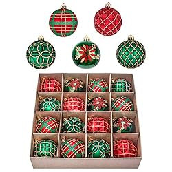 Valery Madelyn 16ct 80mm Traditional Red Green and Gold Christmas Ball Ornaments Decor, Shatterpr... | Amazon (US)