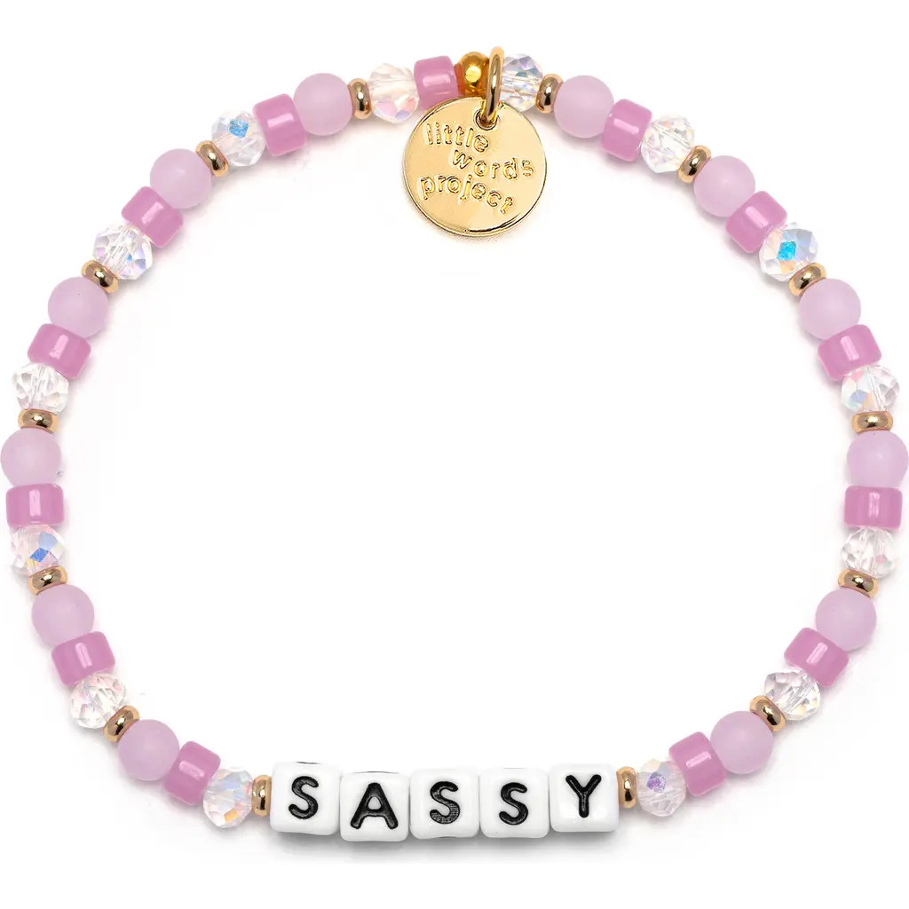 Little Words Project Sassy Beaded Stretch Bracelet in White/lavender at Nordstrom, Size Small/medium | Nordstrom
